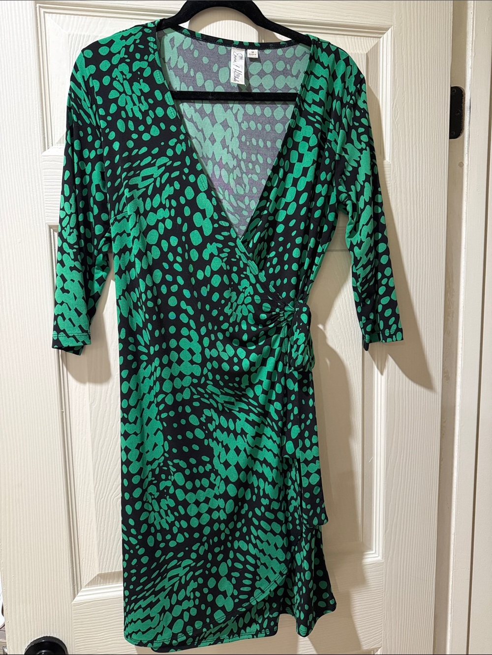 Emma & Michele Green and Black Wrap Dress Size Medium